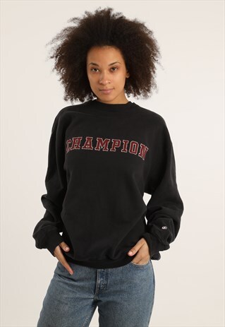 VINTAGE CHAMPION EMBROIDERED LOGO SPELLOUT SWEATSHIRT