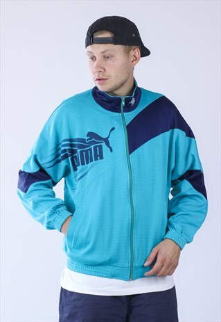 VINTAGE MENS PUMA BIG LOGO TRACK TOP JACKET