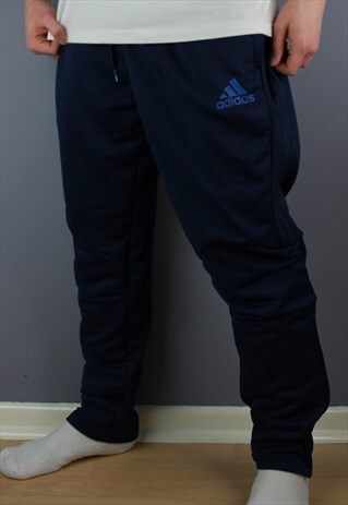 VINTAGE ADIDAS JOGGERS IN NAVY WITH PRINTING