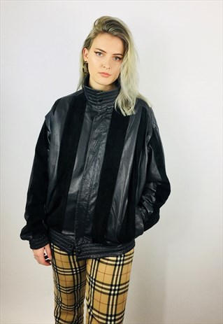 VINTAGE 80S SUEDE LEATHER BOMBER JACKET