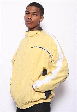 VINTAGE REEBOK BIG LOGO TRACK TOP JACKET YELLOW