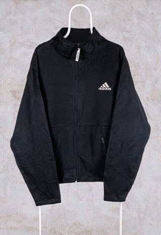 VINTAGE ADIDAS FLEECE JACKET BLACK XL