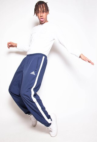 VINTAGE 90S ADIDAS SIDE POPPERS TRACK PANTS ID:7561