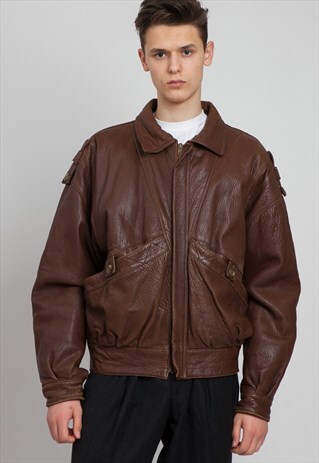 VINTAGE BROWN VERA PELLE LEATHER JACKET