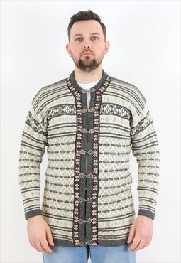 CREEM Cardigan Shetland Wool Sweater Metal Clasps Nordic