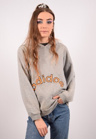 VINTAGE ADIDAS HOODIE JUMPER GREY