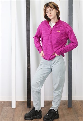 VINTAGE 90S PINK THE NORTH FACE 1/4 ZIP FLEECE. UNISEX