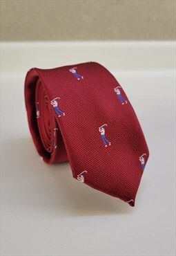Golf Pattern Tie in Red color