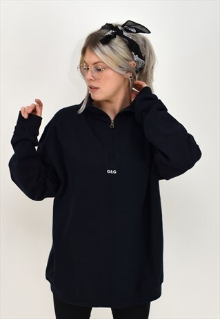 G&G UNISEX NAVY SIMPLE 1/4 ZIP SWEAT