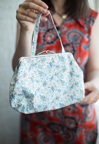 VINTAGE 70'S BLUE FLORAL PRINT BAG