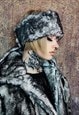 FAUX FUR HEADBAND LUXURY FLEECE HEAD COVER IN VINTAGE GREY