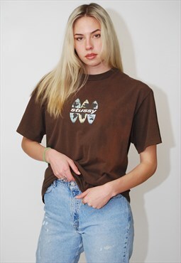 90s Stussy T-shirt (XL) vintage brown single stitch skater