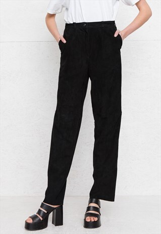 VINTAGE BLACK LAURA BERLUCCHI SUEDE TROUSERS BOTTOMS