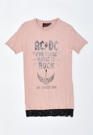 VINTAGE ACDC T-SHIRT TOP PINK