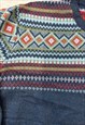 VINTAGE KNITTED JUMPER ABSTRACT PATTERNED GRANDAD SWEATER