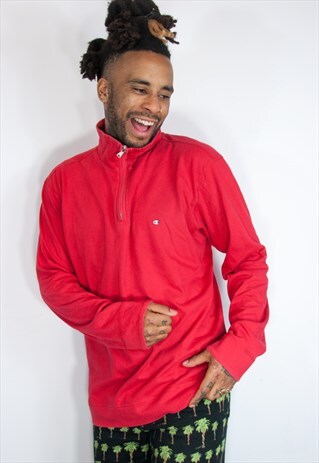 CHAMPION EMBROIDED 1/4 ZIP SWEATSHIRT