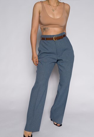 VINTAGE SLATE BLUE TAILORED TROUSERS