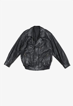 Vintage real leather flight jacket in black