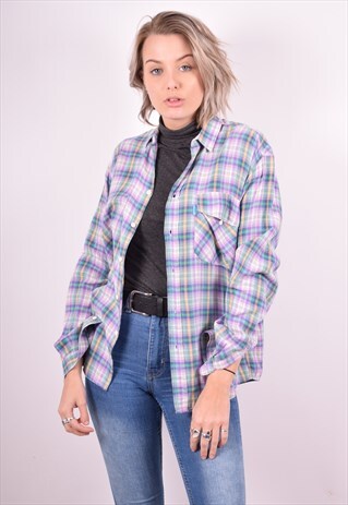 CARRERA WOMENS VINTAGE SHIRT XL MULTI CHECK 90S