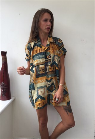 CRAZY PATTERNED OVERSIZED RETRO VINTAGE FESTIVAL SHIRT
