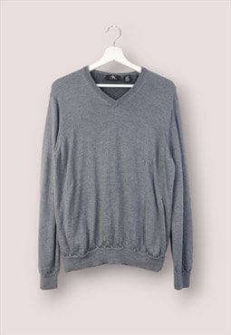 Vintage Calvin Klein Jumper Vneck in Grey L