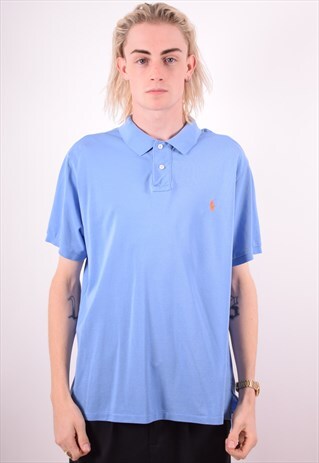 POLO RALPH LAUREN MENS VINTAGE POLO SHIRT XXL BLUE 90S