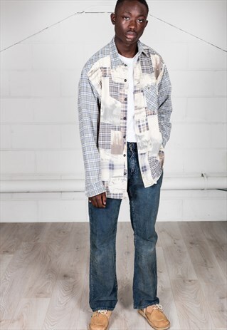 VINTAGE YELLOW BLUE CHECKED LONG SLEEVE SHIRT