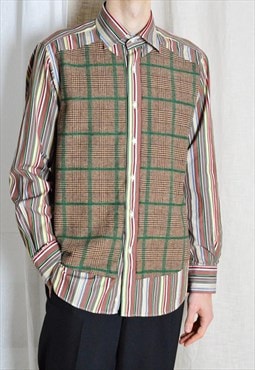 Y2K Colourful Stripped Houndstooth Preppy Long Sleeve Shirt