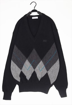 Black Patterned wool knitwear jumper knit 