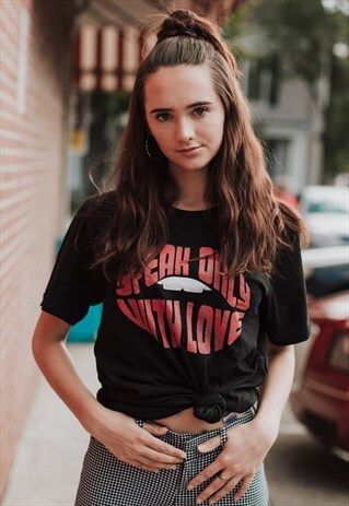 SPEAK ONLY WITH LOVE GRAPHIC T-SHIRT