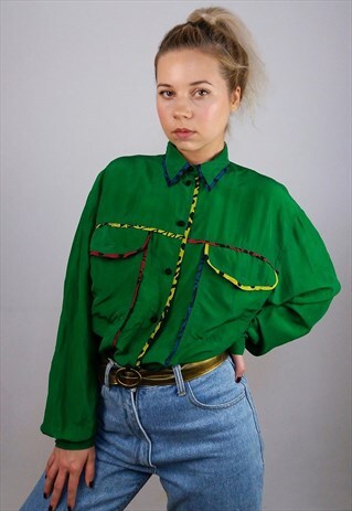 OTTO KERN VINTAGE 90'S UNIQUE DESIGNER SILK BLOUSE / SHIRT