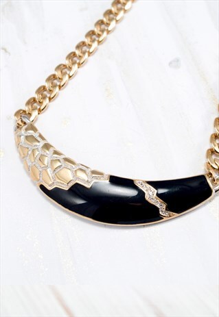VINTAGE NECKLACE 80S HELENA RUBINSTEIN GOLD PLATED DESIGNER