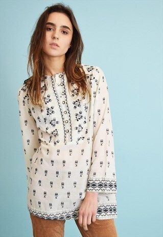 60'S RETRO NEW ABSTRACT ETHNIC DESIGNER TUNIC TOP