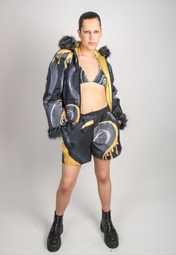 'NEPTUNE' Waterproof Puffer Standard Length Coat In Black