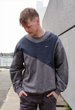 Nike vintage reworked sweatshirt in grey & Navy