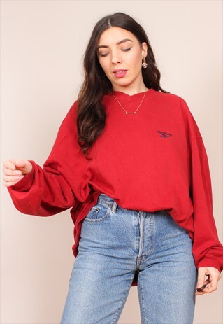 VINTAGE 90S OVERSIZED RED REEBOK SWEATSHIRT