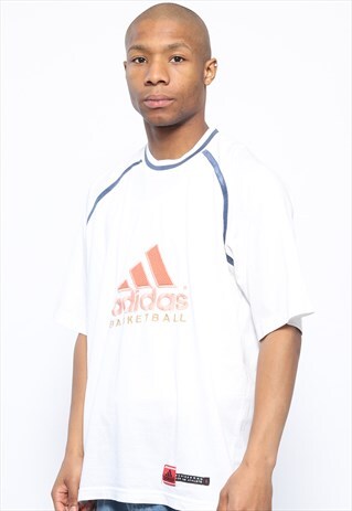 VINTAGE ADIDAS BASKETBALL BIG LOGO T-SHIRT WHITE