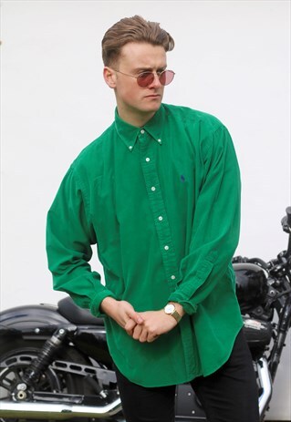 RALPH LAUREN BLAKE USA SHAMROCK GREEN NEEDLE CORDUROY SHIRT