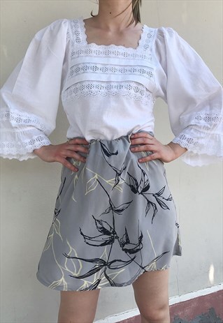 AMAZING COTTON AND LINEN RUFFLE SLEEVE BLOUSE