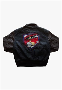 Vintage 90s Handyman Club Of USA Leather Jacket