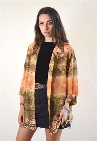 90S VINTAGE ORANGE ABSTRACT PATTERN SHIRT