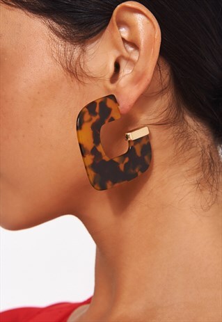 GEO GOLD LEOPARD PRINT EARRINGS