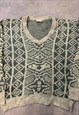 VINTAGE KNITTED JUMPER ABSTRACT PATTERNED KNIT SWEATER