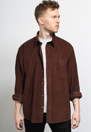 VINTAGE CORDUROY CORD SHIRT BROWN