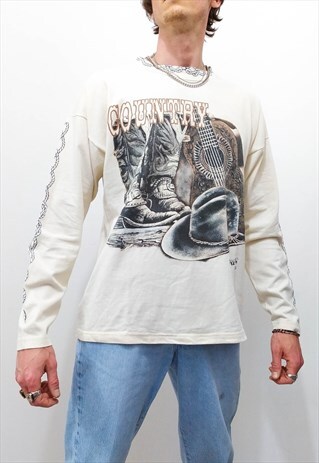 VINTAGE COUNTRY ROCK GRAPHIC LONG SLEEVE SHIRT
