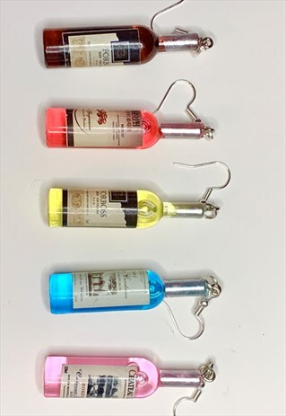MINIATURE HANDMADE RESIN WINE BOTTLE UNISEX EARRINGS