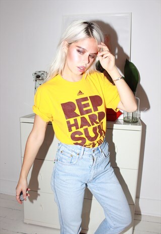 VINTAGE 90S Y2K ADIDAS YELLOW SPORTS T-SHIRT