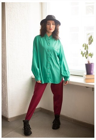 VINTAGE 80'S GREEN BUTTON UP SHIRT