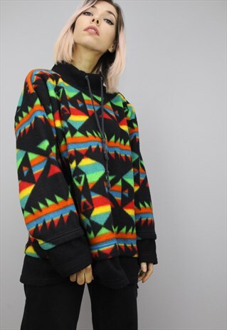 VINTAGE 90S OVERSIZED PATTERNED FLEECE