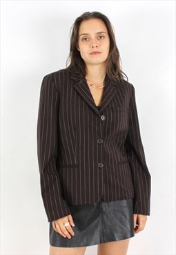 Womens M UK 10 Wool Blazer Jacket Top Coat EU 40 Button Up